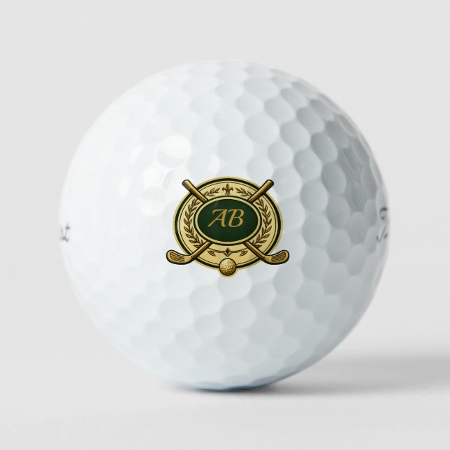 Balles De Golf Golf Crest Initiales Personnalisées (Recto)