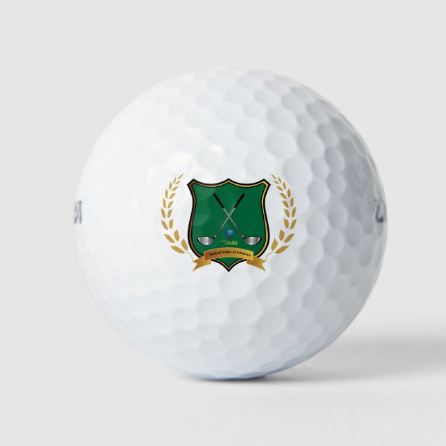 Balles De Golf Golf Crest Logo avec Clubs Golf Ball (Devant)