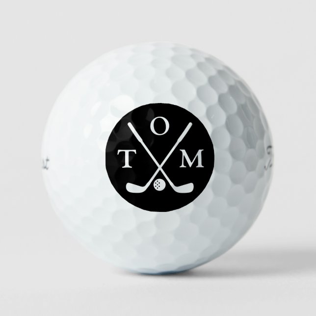 Balles De Golf Golf Élégant Typographie Monogramme Nom (Recto)
