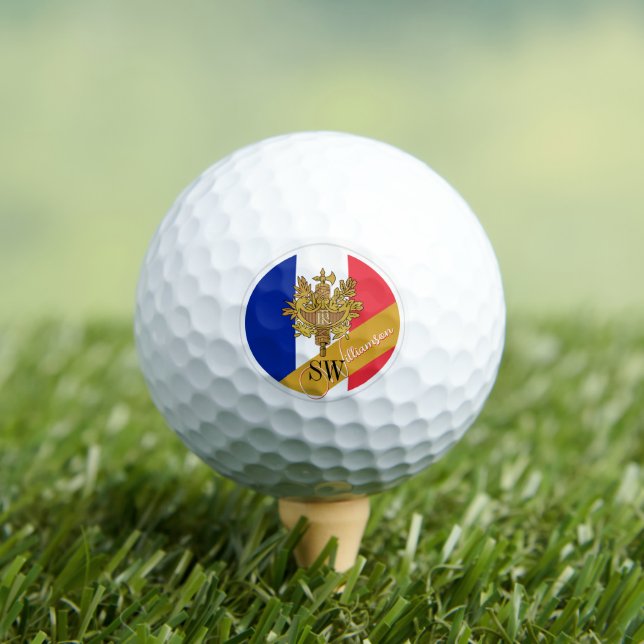 Balles De Golf Golf France & Monogram, Drapeau français /or (T-shirt Insitu)