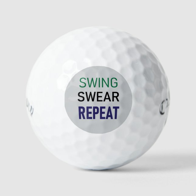Balles De Golf Golf Gag Gift – Swing Swear Repeat  (Recto)