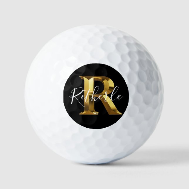 Balles De Golf Golf Golden  monogram name & initial golf balls (Recto)
