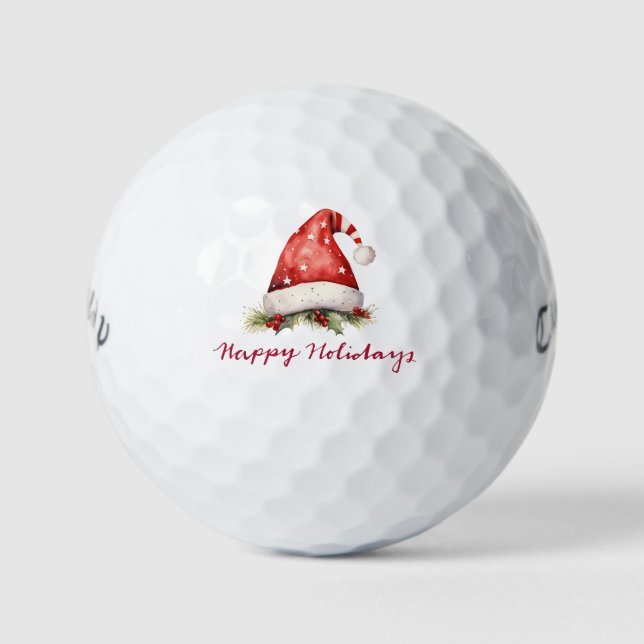 Balles De Golf Golf Joyeuses vacances avec Santa Hat (Devant)