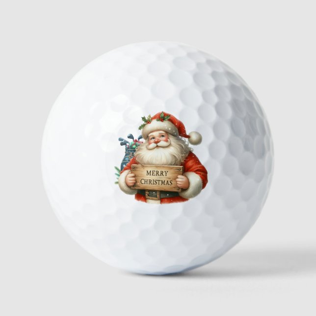 Balles De Golf Golf Joyeux Noël avec le Père Noël (Recto)