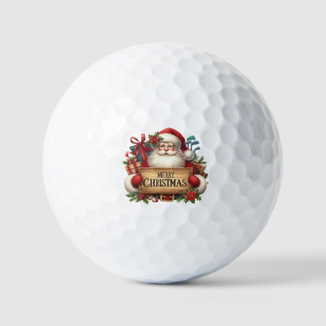 Balles De Golf Golf Joyeux Noël avec le Père Noël (Recto)