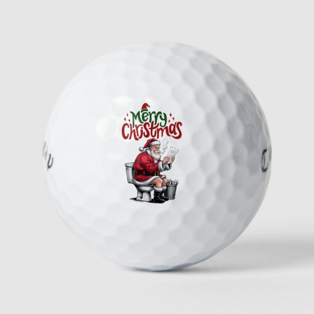 Balles De Golf Golf Joyeux Noël avec le Père Noël au golfeur (Devant)
