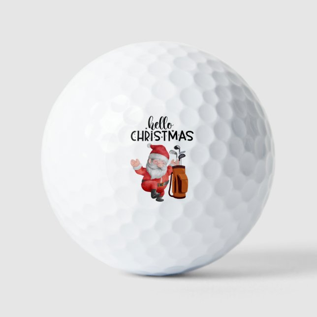 Balles De Golf Golf Joyeux Noël avec Père Noël jouant au golf (Recto)