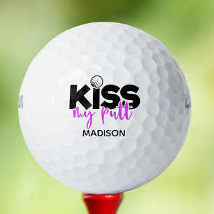 Balles De Golf Golf Kiss My Putt Funny Modern Personnalisé Nom