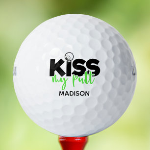 Balles De Golf Golf Kiss My Putt Funny Modern Personnalisé Nom