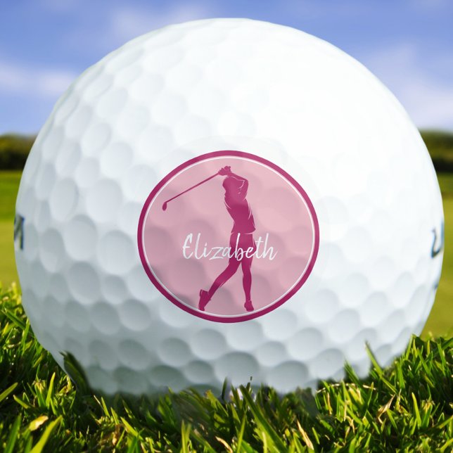Balles De Golf Golf Lady Golfer Lecteur Chic Pink Sports Monogram (Golf Lady Golfer Player Chic Pink Sports Monogram Golf Balls)
