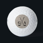 Balles De Golf Golf moderne typographie initiales monogramme élég<br><div class="desc">Paraphes de typographie moderne golf monogramme simple élégant design beige et noir.</div>