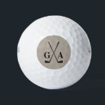 Balles De Golf Golf moderne typographie initiales monogramme élég<br><div class="desc">Paraphes de typographie moderne golf monogramme simple élégant design beige et noir.</div>