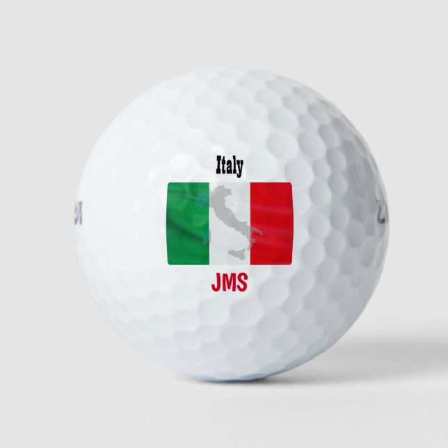 Balles De Golf Golf Monogramme Italie Carte Drapeau (Devant)