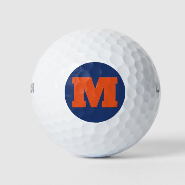 Balles De Golf Golf Monogramme personnalisé initial orange et ble (Devant)