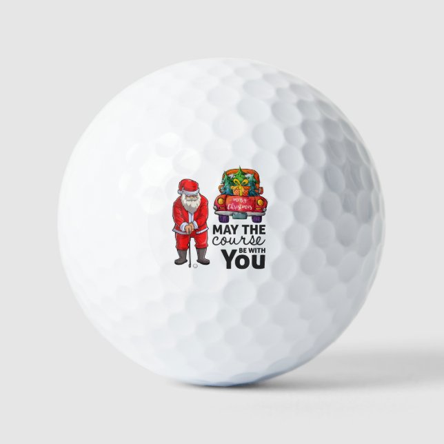 Balles De Golf Golf Père Noël Que le parcours soit avec vous Noël (Recto)
