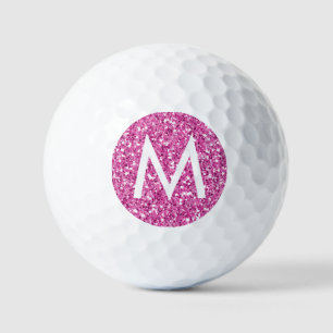 Balles De Golf Golf rose simple Monogramme initial étincelant