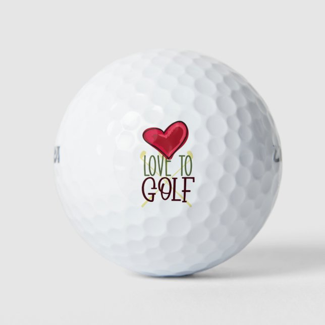 Balles De Golf Golf Saint Valentin au golfeur avec amour coeur ro (Devant)