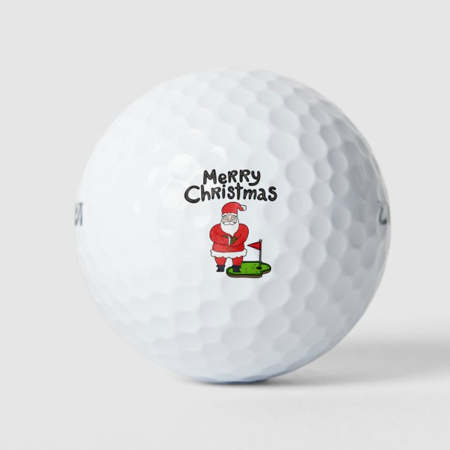Balles De Golf Golf Santa Claus Golf au drapeau Joyeux Noël (Devant)