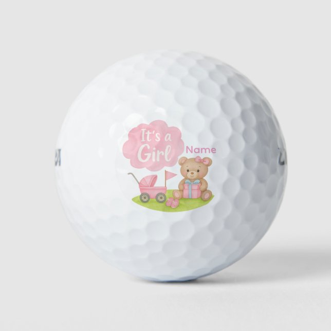 Balles De Golf Golf Teddy Bear It's Girl for Baby shower (Devant)