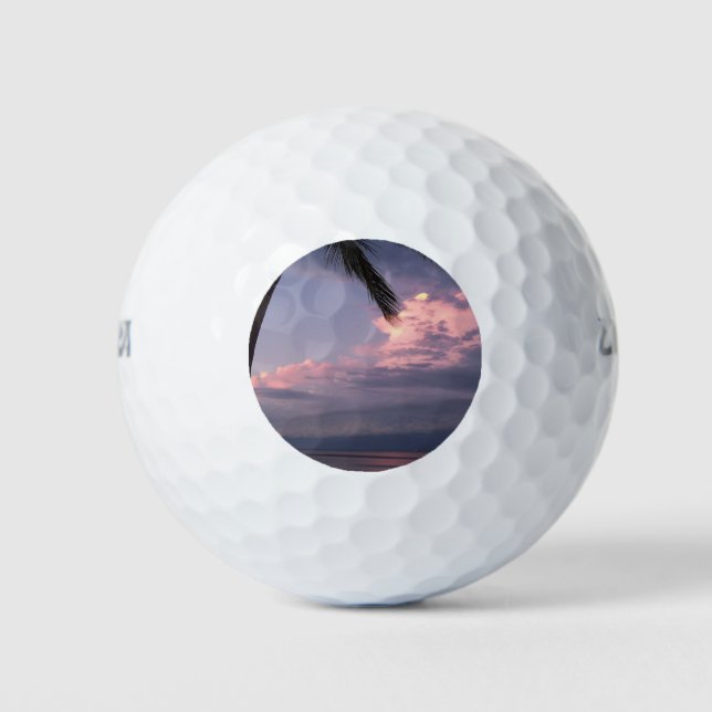 Balles De Golf Golfe coucher de soleil avec nuages violets (Devant)