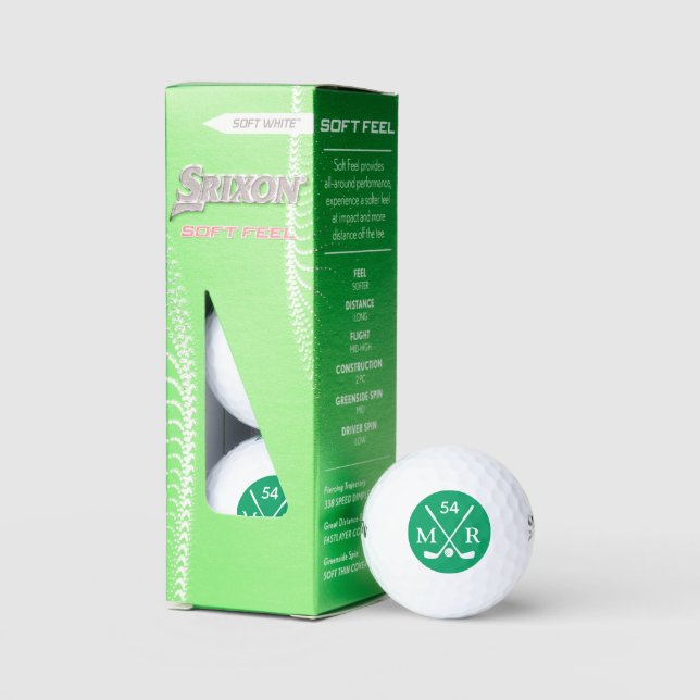 Balles De Golf Golfer Balls Green Logo Age et initiales (Conditionnement)