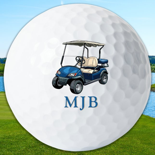 Balles De Golf Golfer Blue Cart Personalized 3 Initial Monogram (Créateur téléchargé)