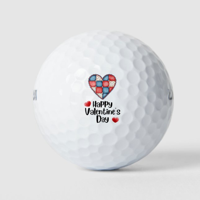 Balles De Golf Golfer Happy Valentine's Day with love red heart   (Devant)