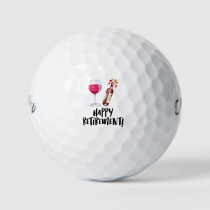 Balles De Golf Golfer heureux retraite avec verre de vin et boute