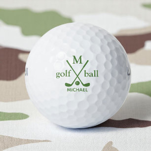 Balles De Golf Golfer Initial et Nom. Monogramme vert de l'Armée
