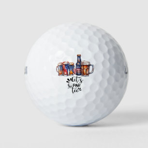 Balles De Golf Golfer Let's Par Tee with Beer