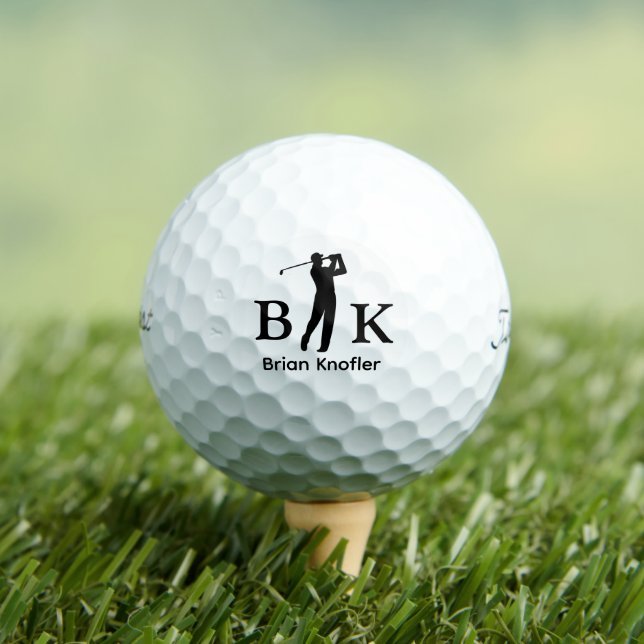 Balles De Golf Golfer Man Black Initials - Elegant White (T-shirt Insitu)