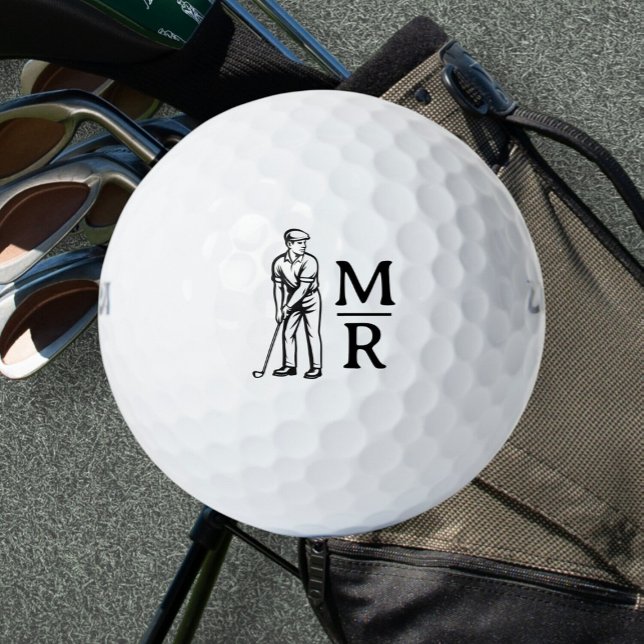 Balles De Golf Golfer Man Jouer Monogramme Golf (Créateur téléchargé)