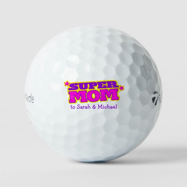 Balles De Golf Golfer super maman violet cadeau personnalisé (Recto)