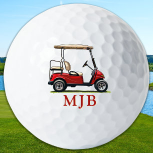 Balles De Golf Golfeur de chariot rouge Monogramme personnalisé à