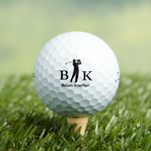 Balles De Golf Golfeur Homme Noir Initiales - Élégant Blanc