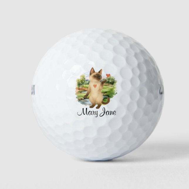 Balles De Golf Golfeuse thème pour les amateurs de chats mariée d (Devant)