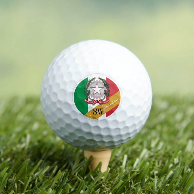 Balles De Golf Golfing Italie & Monogramme, Drapeau italien / or (T-shirt Insitu)
