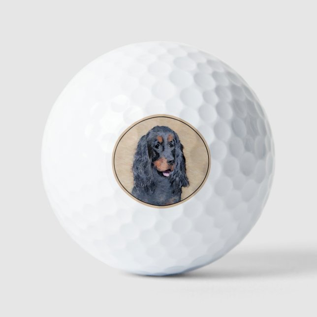 Balles De Golf Gordon Setter Peinture - Joli art original chien (Recto)