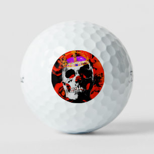 Balles De Golf Gothique Crâne Roses rouges