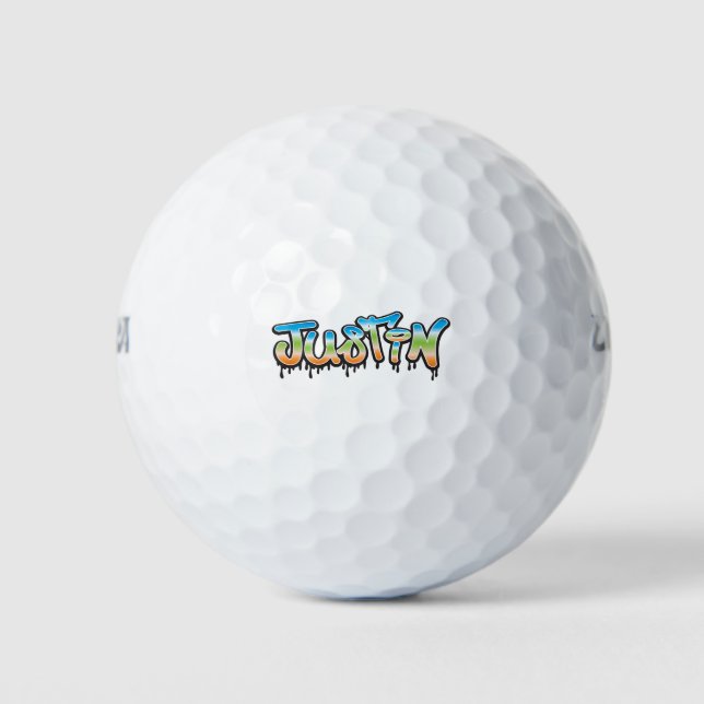 Balles De Golf Graffiti Justin Your Name (Devant)