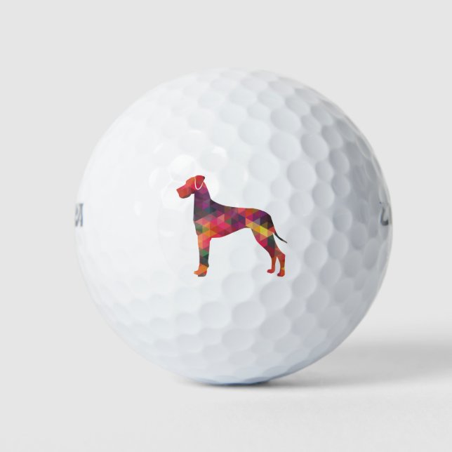 Balles De Golf Grand Chien Danse Motif géométrique Silhouette Mul (Devant)