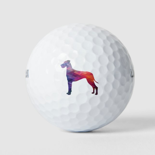 Balles De Golf Grand Chien Danse Silhouette géométrique violet (Devant)