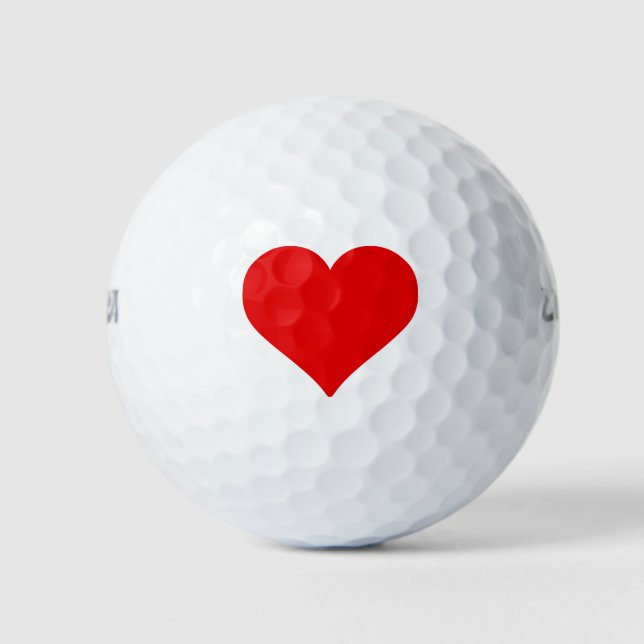 Balles De Golf Grand coeur rouge et blanc forme amour (Devant)