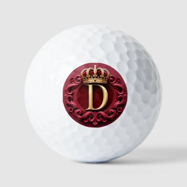 Balles De Golf Grand Monogramme D sur Velours Rouge (Recto)
