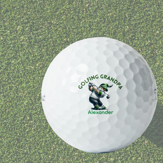 Balles De Golf Grand-père de golf personnalisé Monogramme Gnome (Créateur téléchargé)