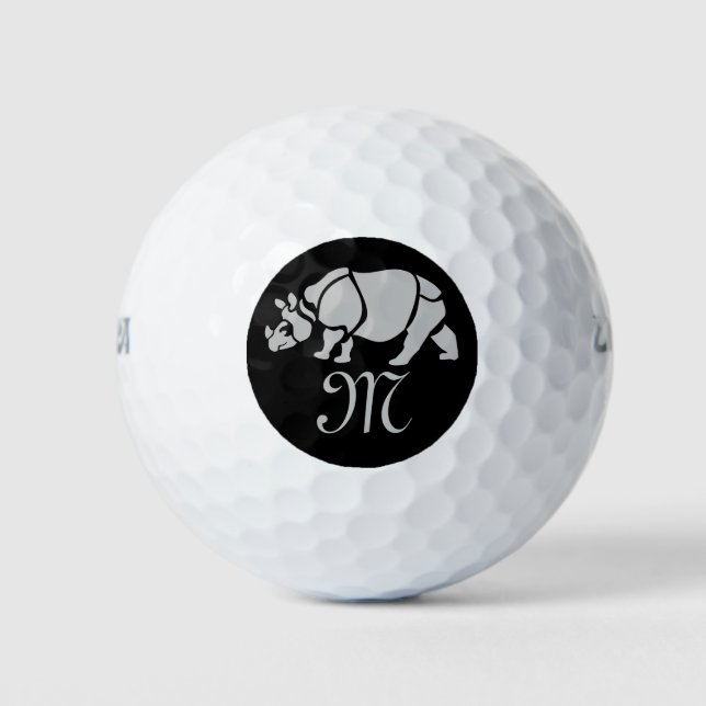 Balles De Golf Grand Rhino Indien Rhinoceros Unicorn Rhino Monogr (Devant)