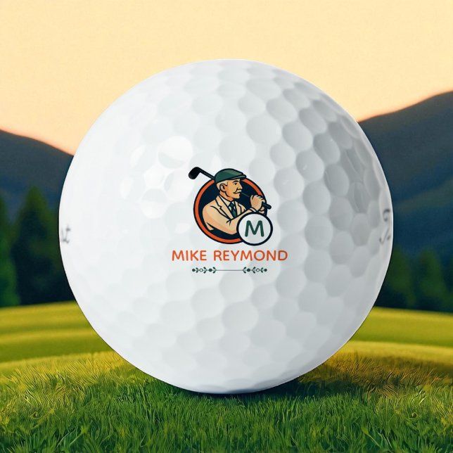 Balles De Golf Grandpa Name and Golfer Icon custom (Créateur téléchargé)