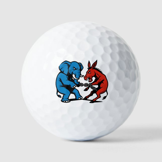Balles De Golf Graphique Éléphant contre Âne (Recto)