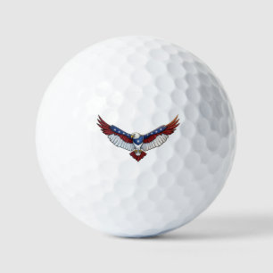 Balles De Golf Graphisme aigle patriotique qui s'envole – Rouge B