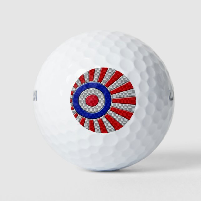 Balles De Golf Gras Roundel Sunburst Design en fibre de carbone (Devant)